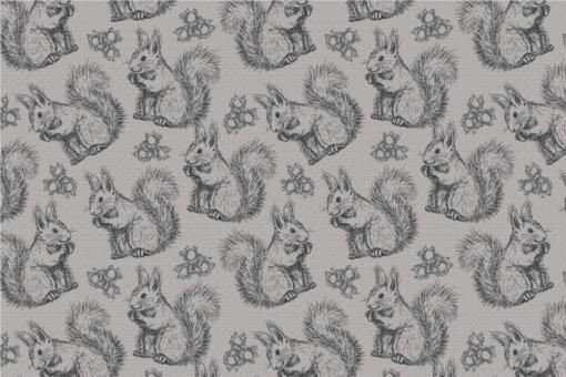 Squirrels - Dekostoff Grau