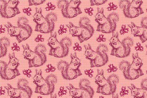 Squirrels - Dekostoff Rosa