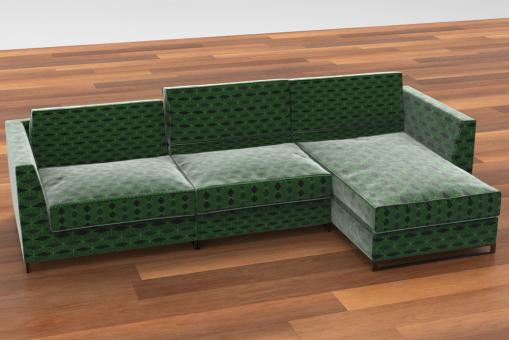 Möbel-Samtstoff - Grafische Musterung Moosgrün
