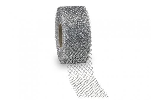 Tüllband Metallic - 40 mm breit - 20 m Silber