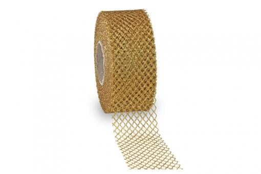 Tüllband Metallic - 40 mm breit - 20 m Gold