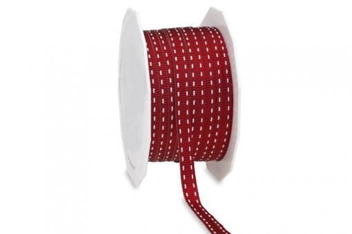 Dekorationsband - Flechtbändchen - 7 mm breit - 20 m Bordeaux/Weiß