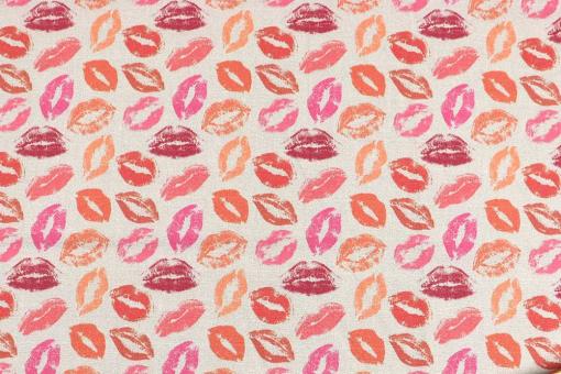 Baumwollstoff - Kiss me Grau