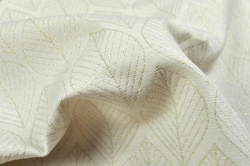 Jacquard-Dekostoff - Modern Leaves - Creme/Gold-Glitter 