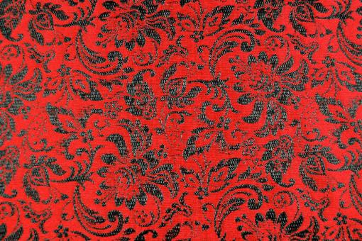 Zweiseitiger Jacquard - A Fleurs - Rot/Schwarz 