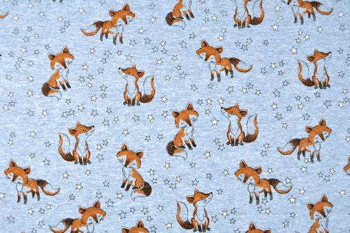 Fleece-Jersey - Little Foxes - Blau 