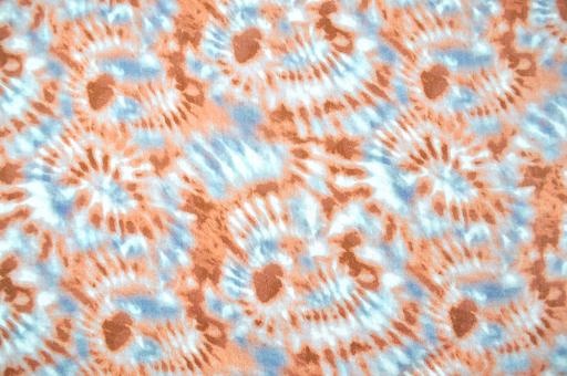 Musselin  Digital - Batikliebe - Apricot/Blau 