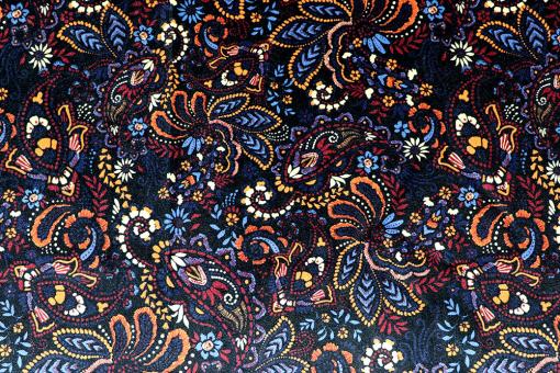 Samtstoff - Paisley-Blumenpracht 