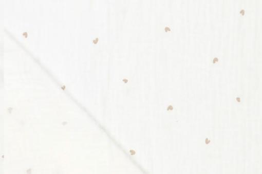 Double Gauze - Simple Hearts - Off White 