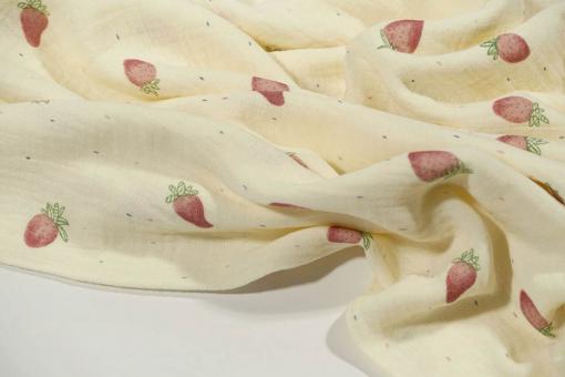 Double Gauze - Erdbeeren 