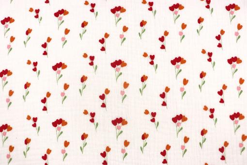 Musselin-Stoff mit Blümchen 