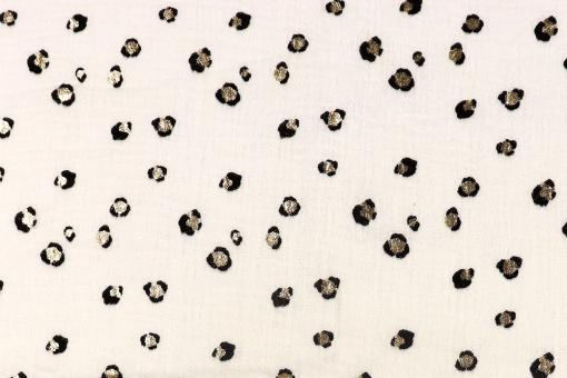 Musselin-Stoff mit glänzendem Leomuster 