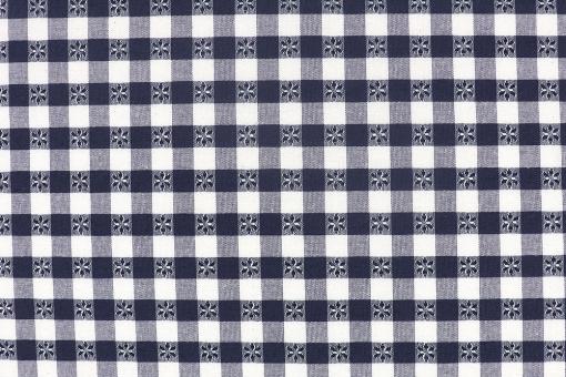 Vichy-Karo mit Blümchen - Dunkelblau 