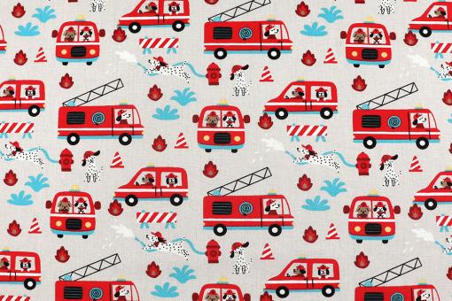 Kinderstoff - Hunde-Feuerwehr 