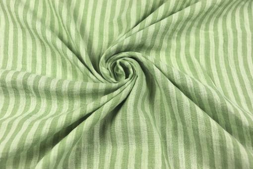 Doubleface Musselin-Stoff mit Streifen - Salbei 