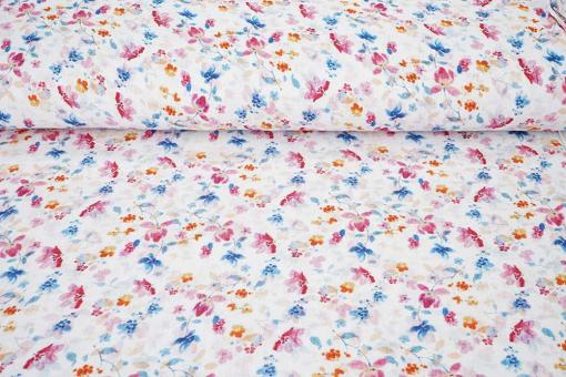 Musselin-Stoff mit Aquarell Blättern 