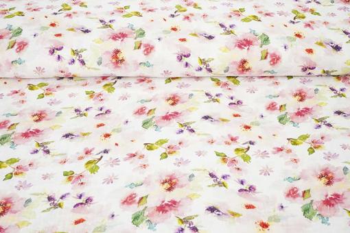 Musselin-Stoff mit frühlingshaften Blättern 