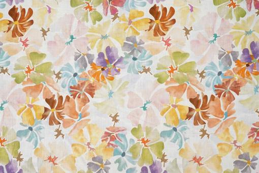Leinen-Baumwoll-Mix mit bunten Blüten 