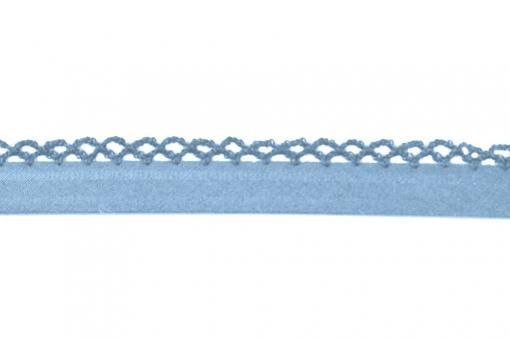 Popeline-Schrägband mit Häkelspitze - 2/4 cm - meterweise Hellblau