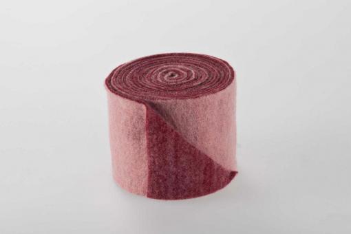 Wollfilz - 15 cm breit - 5/6 mm stark - 5 m-Rolle -  2 farbig Rosa / Bordeaux