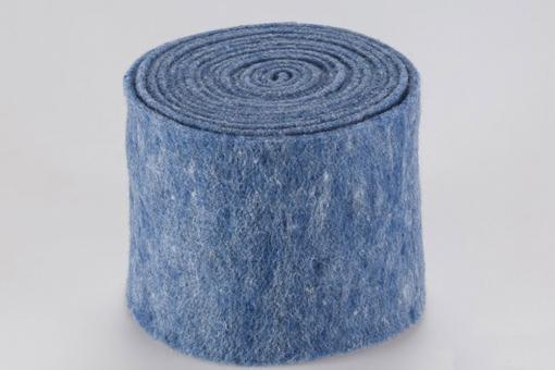 Wollfilz-Band 15 cm - 5 m-Rolle Blau Melange