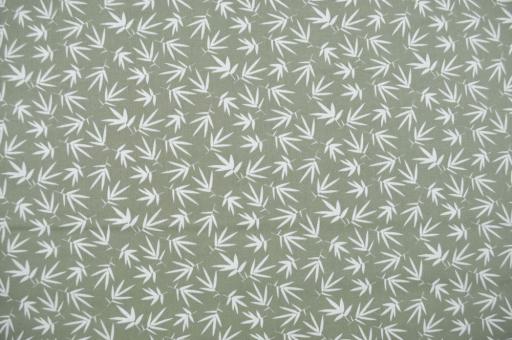 Popeline-Baumwollstoff - Bamboo Leaves - Ackergrau 