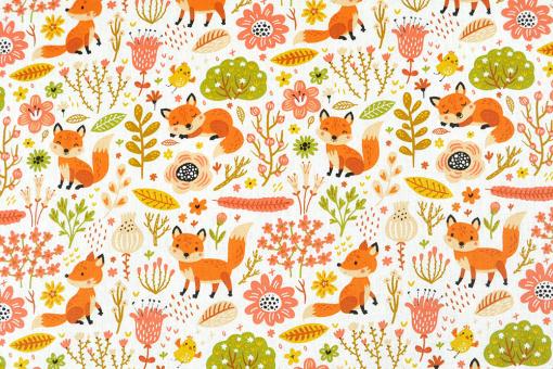 Baumwollstoff - Foxy Flowers 