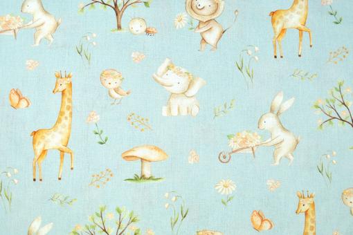 Popeline Superprint - Giraffe, Elefant und Co. 