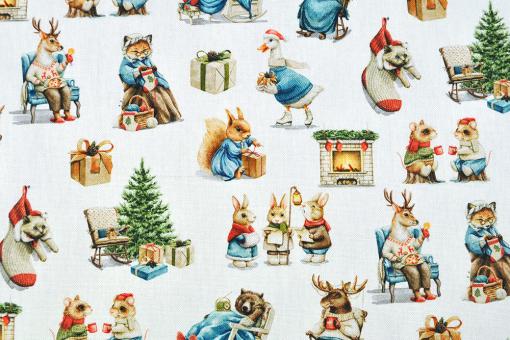 Dekostoff Baumwolle Superprint - Cute Christmas - Weiß 