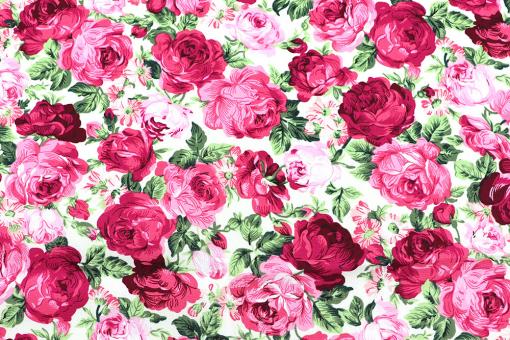 Baumwollstoff - Meer aus Rosen - Weiß 