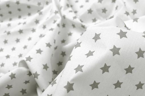Baumwollstoff - Stars - 295 cm - Weiß/Hellgrau 