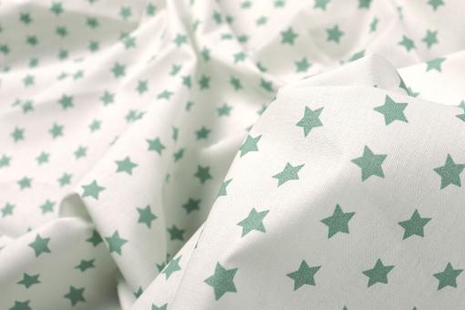 Baumwollstoff - Stars - 295 cm - Weiß/Mint 