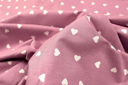 Baumwollstoff - Hearts - 295 cm - Dusty Pink 
