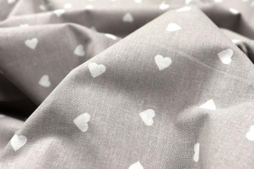 Bettwäsche-Stoff - Herzen - 295 cm - Hellgrau 