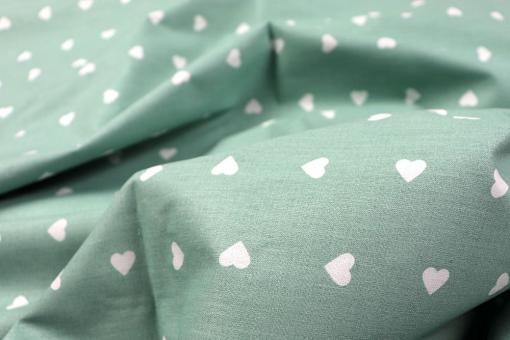 Bettwäsche-Stoff - Herzen - 295 cm - Mint 