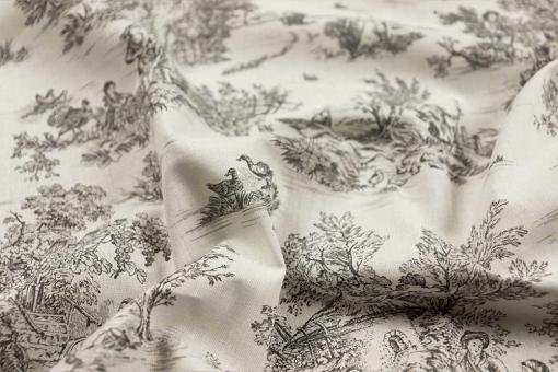 Baumwollstoff Toile - Erntedank - Grau 