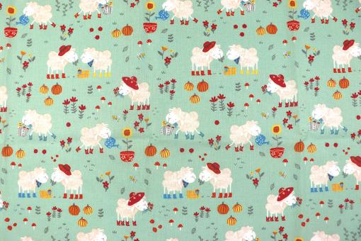 Baumwollstoff mit Schäfchen 