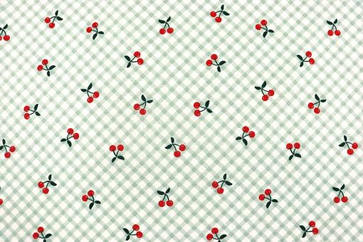 Karierter Baumwollstoff mit Kirschen 