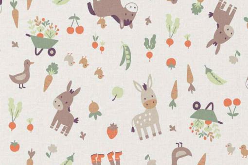 Baumwollstoff mit freundlichem Esel 
