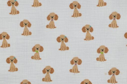 Musselin-Stoff mit süßem Hund 
