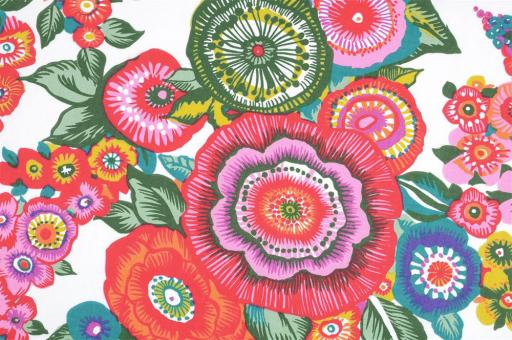 Baumwoll-Stoff mit floralem Mandala 