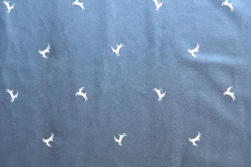 Jacquard-Dekostoff beidseitig - Hüpfende Hirsche - Blau 