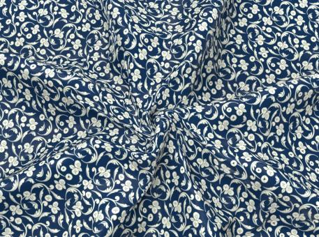 Blackout-Stoff - Barock Annabelle Nachtblau/Creme