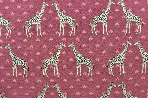 Dekostoff Jacquard - Giraffen-Liebe 