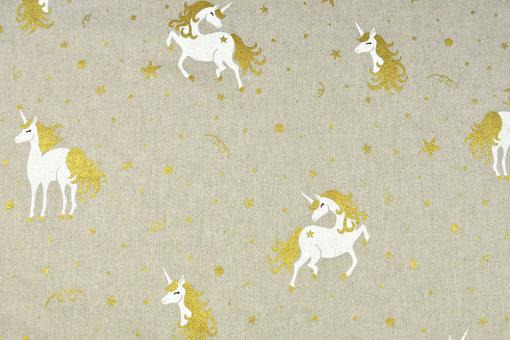 Dekostoff Leinen-Look - Magical Unicorn 