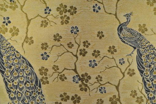 Dekostoff zweiseitiger Jacquard - Romantic Peacock - Gold/Schwarz 