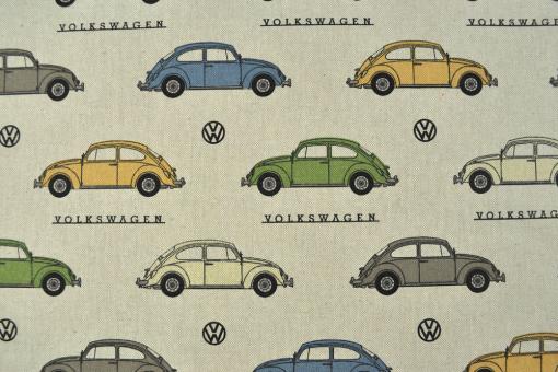 Dekostoff - Leinen-Look - Retro-Cars 