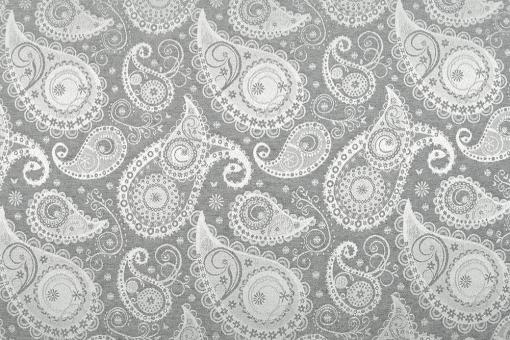 Jacquard-Dekostoff - Paisley - Silber-Kollektion - 280 cm breit 