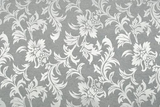 Jacquard-Dekostoff - Blütenranken - Silber-Kollektion - 280 cm breit 