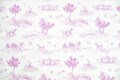 Dekostoff Toile de Jouy - La Vie rurale - Rosa - 280 cm breit 